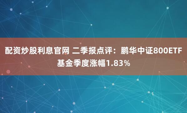 配资炒股利息官网 二季报点评：鹏华中证800ETF基金季度涨幅1.83%
