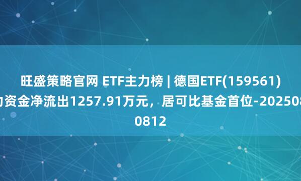 旺盛策略官网 ETF主力榜 | 德国ETF(159561)主力资金净流出1257.91万元，居可比基金首位-20250812